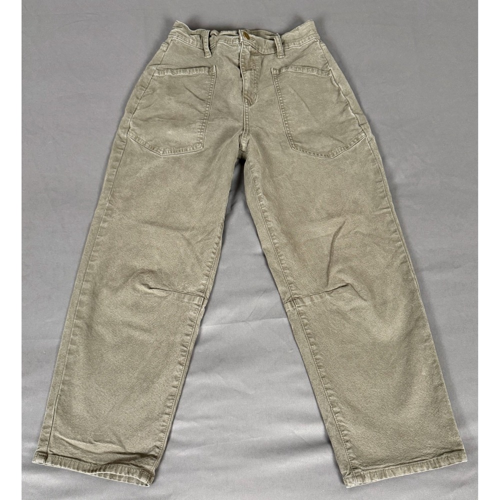 Evereve Emerson Barrel Pants Women's 26 Forest Green High Rise Utility Cropped